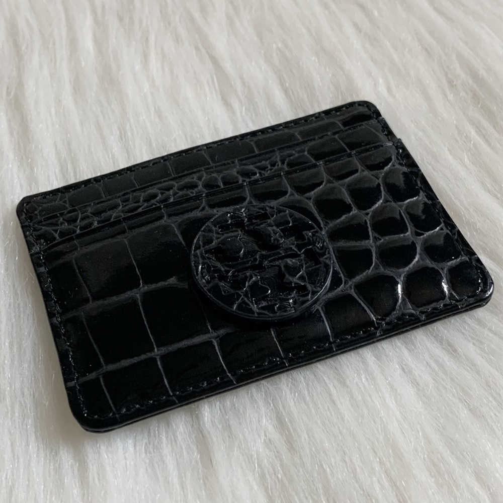 Tory Burch Embossed Croc Card Holder Wallet